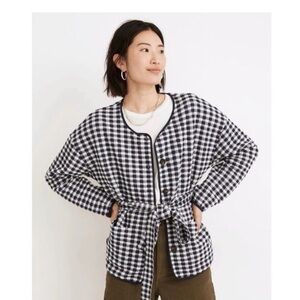 SOLD Madewell Gingham Quilted Tie Jacket in Classic Indigo